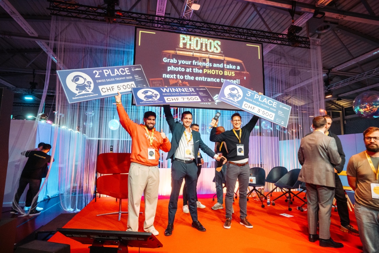 Top three winners on stage